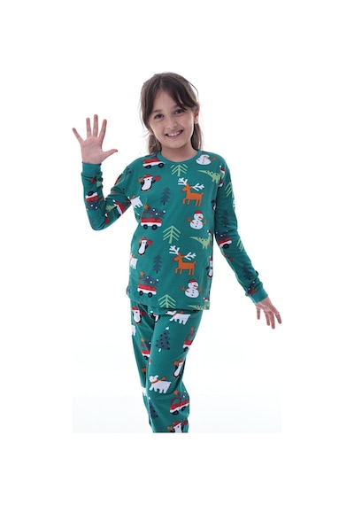 Çocuk Kış Noel Yıllbaşı Desenli Pamuklu Pijama Takımı Unisex Rahat, Sıcak Ve Eğlenceli Ev Giyim Çok Renkli