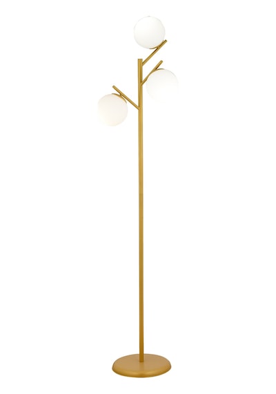 Renji 3Lü Gold Boyalı Beyaz Camlı Modern Tasarım Metal Lambader