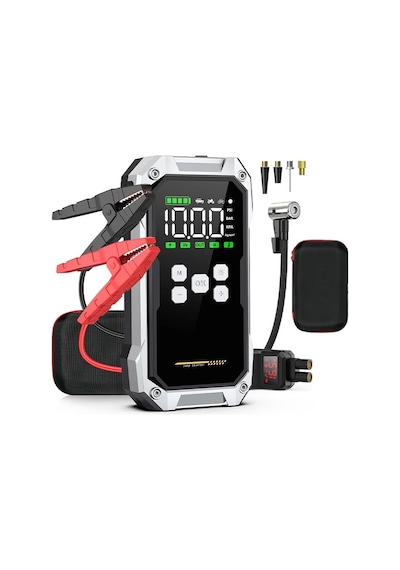 Tr F04 21600 Mah, 6000a Tepe Akımı Profesyonel Akü Takviye Cihazı + Lastik Şişirme Kompresörlü Taşınabilir Jum