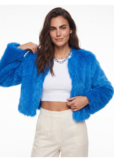 Onloox Kadın Saks Saks Polyester Kumaş Bisiklet Yaka Suni Kürk Detaylı Astarlı Kısa Form Ceket Mont Açık Saks Mavi Onloox Kadın Saks Saks Polyester Kumaş Bisiklet Yaka Suni Kürk Detaylı Astarlı Kısa Form Ceket Mont Açık Saks Mavi