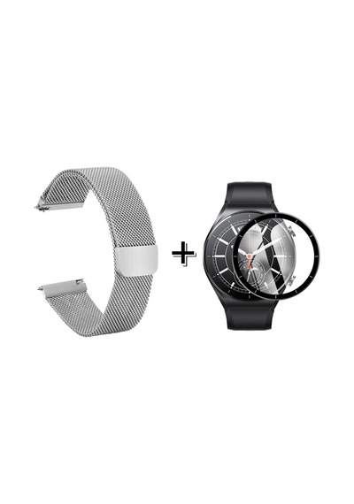 Forzacase Xiaomi Watch S1 İçin Metal Mıknatıslı Kordon Kayış + Ekran Koruma Filmi - Fc096 Gümüş