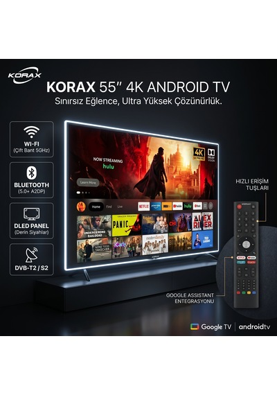 Korax 55" 140 Ekran 4K Ultra HD Android TV