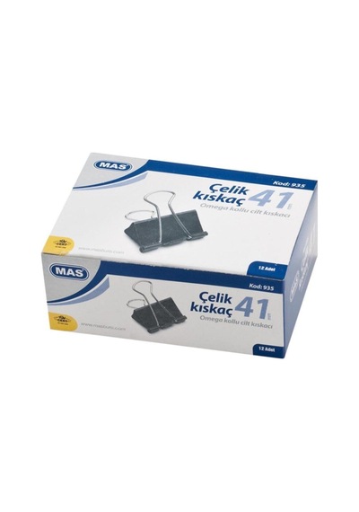 Omega 935 Çelik Kıskaç 41 Mm Siyah - 12'li Paket Evrak Ve Arşivleme Klipsi
