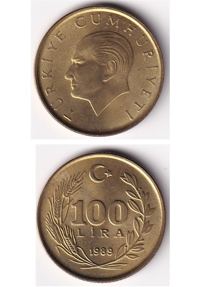 100 Lira 1989 Çil Eski Madeni Para