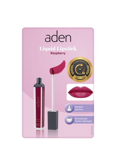 Aden Liquid Lipstick - Likit Ruj 19 Raspberry Ahududu Çok Renkli