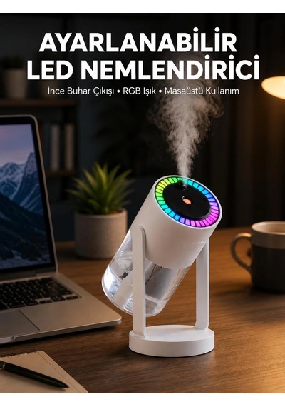 Rgb Işıklı Hava Nemlendirici Ultrasonik Teknoloji Ve Portatif Tasarım Yeni Nesil