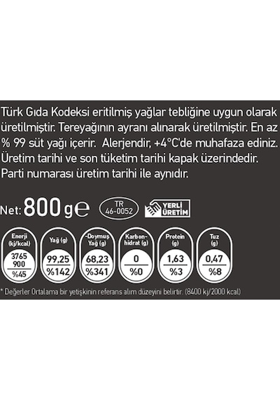 Sade Yağ 800 Gr