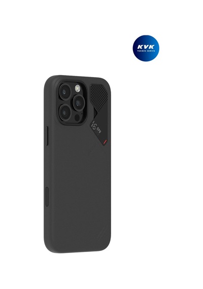 İphone 16 Pro Max Uyumlu Magsafe Özellikli Vegan Deri Kılıf - Renk Değiştiren Isı Sensörü - A16 Siyah