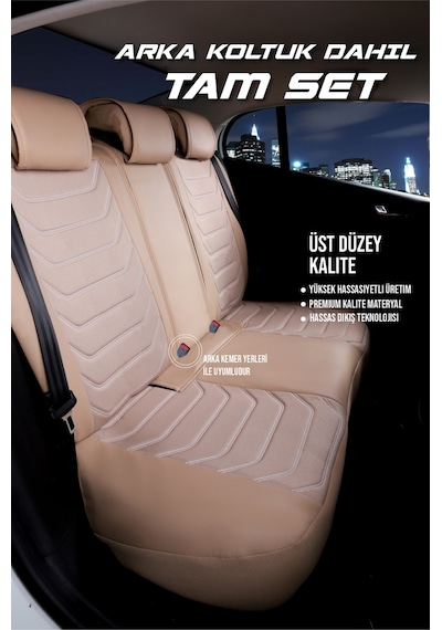 Dodge Caliber Uyumlu Lüx Deri Oto Koltuk Kılıfı Ön Arka Set Bej Sport Serisi Fs