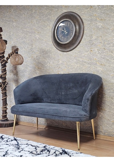 Zafir İkili Teddy Gold Kaplama Sivriltme Ayak Çay Seti Koltuk İkili Berjer , Balkon, Salon, Ofis Füme