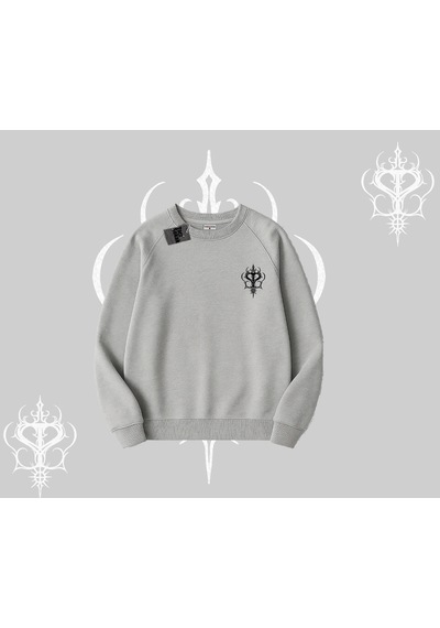 Startmore Gothic Cat Made İn Hell Baskılı Sweatshirt Biskilet Sweatshirt Gri