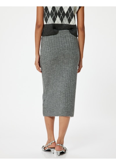 Koton Midi Boy Triko Kalem Etek Standart Bel Gri 5wak70001ht Gri