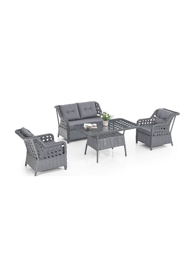 Evdemo Eren Rattan Bahçe Balkon Takımı 2+1+1 Antrasit