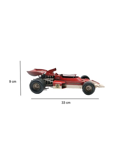 Dekoratif Metal Kırmızı Yarış Arabası Modeli Retro Tasarım, 33 Cm 9x33 Cm