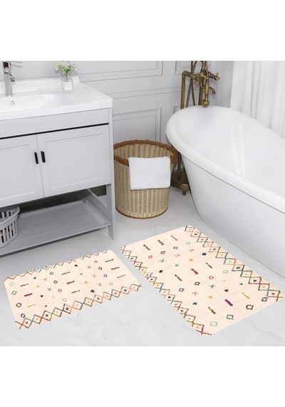 Eliana Home Dijital Baskılı 2'li Banyo Paspas Takımı Lna5189 Bej