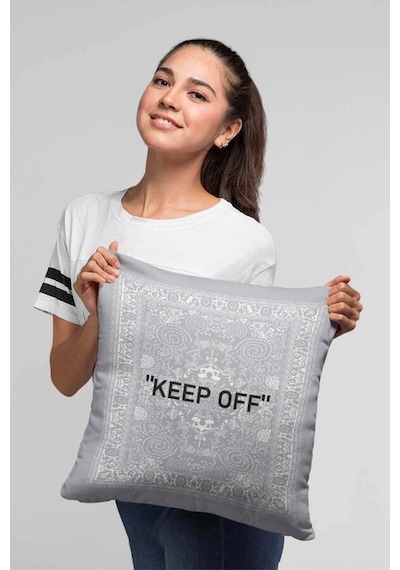 Gri Keep Off Çift Taraflı Yastık Kırlent Kılıfı Krl452n11
