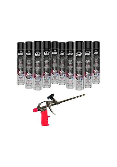 Selsil Pu Tabancalı Yapıştırıcı Köpük 750 Ml. 10 Adet ,demir Köpük Tabancası
