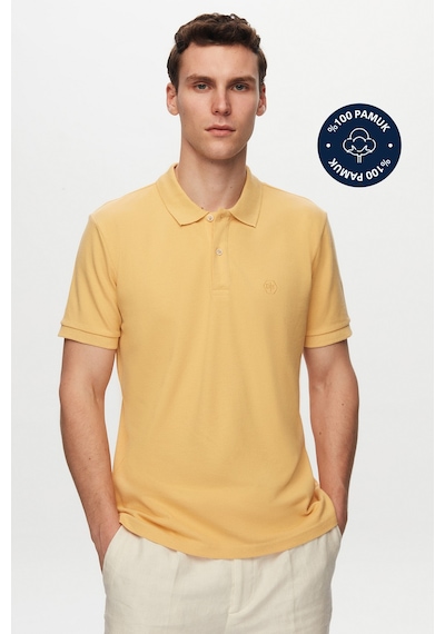 D's Damat Ds Damat Regular Fit Açık Sarı %100 Pamuklu Uzun Ömürlü Kıvrılmaz Polo Yaka Nakışlı T-shirt 4hc14ort51000 502