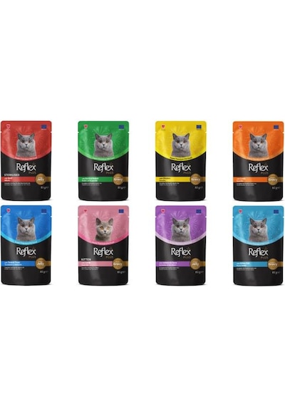 Reflex Plus Pouch Kedi Yaş Mama Çeşitleri 85 Gr X 8 Adet