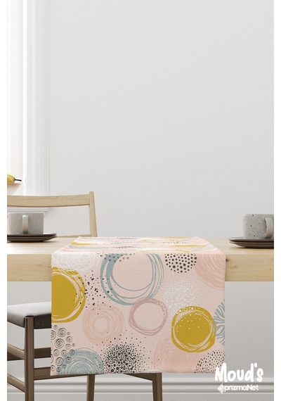 Xero Floral 1 Desenli Baskılı Süet Runner Masa Örtüsü