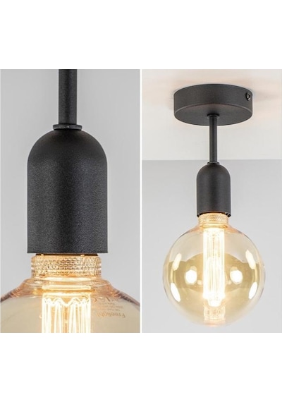 Mylights Retro Tavan Duvar Aplik Armatür Avize E27 Duy Siyah