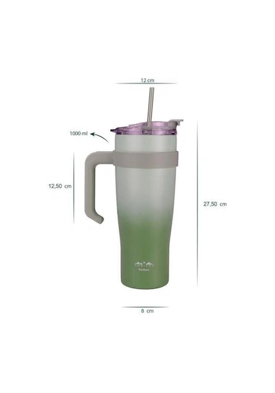 Horizon Pipetli Termos Bardak Yeşil 1000ml B6836 Yeşil