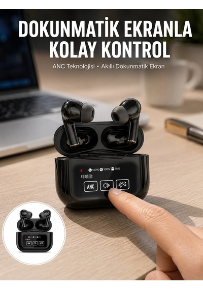 Yeni Nesil Anc Özellikli Çağrı Cevaplayan Dokunmatik Ekranlı Bluetooth Kulaklık Siyah Yeni Nesil Çok Renkli