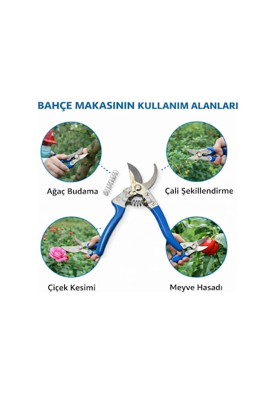 Tr Profesyonel Bahçe Budama Makası Paslanmaz Çelik Keskin Bıçak Ergonomik Kaymaz Sap Dayanıklı Dal Bitki Çiçek