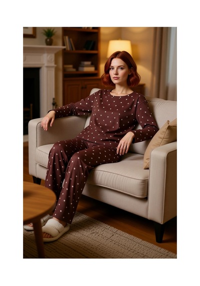 Ersefa Kadın Puantiye Detaylı Bisiklet Yaka Pijama Takımı Fonksiyonel Da Kahverengi Ersefa Kadın Puantiye Detaylı Bisiklet Yaka Pijama Takımı Fonksiyonel Da Kahverengi