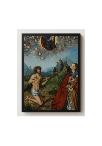 Rönesans Cranach İsa Ve Meryem'in Şefaati Çerçevesiz Poster 21x30 Cm A4 Tablo Rönesans Klasik Sanat