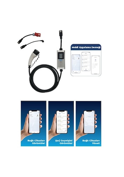 Hims Hctk-22-g 22kw Tip 2 Soketli Akıllı Konnektörlü Taşınabilir Elektrikli Araç Şarj Cihazı 22 KW