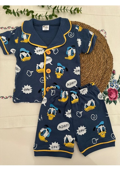 Tuembaby Dadft Duck Baskılı Erkek Bebek Kısa Kollu Şortlu Pijama Takımı Ölçüleri Açıklamada Lacivert