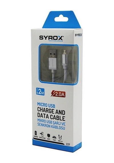 Syrox C17 2.0A 2 M Şarj Data Kablosu