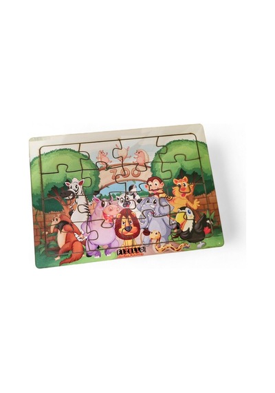 Hayvanat Bahçesi 16 Parça Eğitici Öğretici Ahşap Çocuk Puzzle & Yapboz Bebek Çocuk Oyuncak