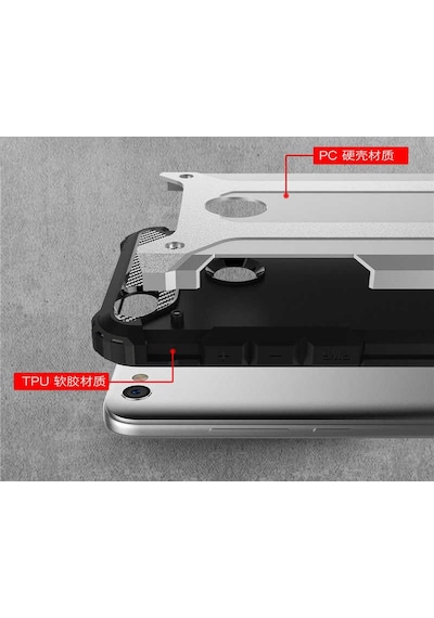 Noktaks - Xiaomi Uyumlu Xiaomi Redmi Note 5a - Kılıf Çift Katman Zırh Tank Crash Military Kapak - Siyah T2474 Siyah