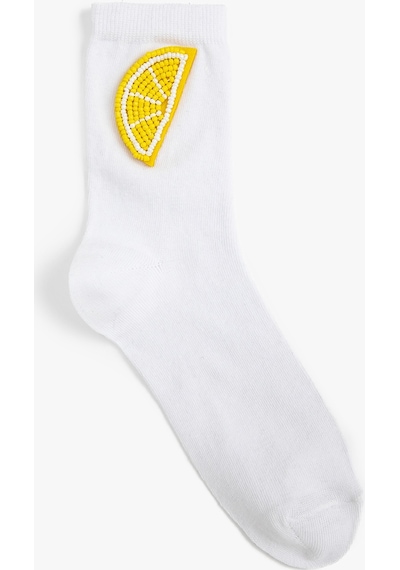 Koton Limon Detaylı Soket Çorap Boncuk İşlemeli Beyaz 3sak80176aa 3SAK80176AA000 Beyaz