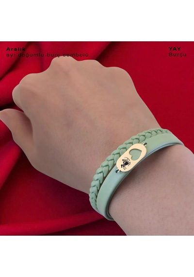 Archin Yay Burçları İçin Doğal Yeşil Derili Kalp Motifli 14 Ayar Altın Plakalı Hediye Bileklik-556burç Yay Archin Yay Burçları İçin Doğal Yeşil Derili Kalp Motifli 14 Ayar Altın Plakalı Hediye Bileklik-556burç Yay