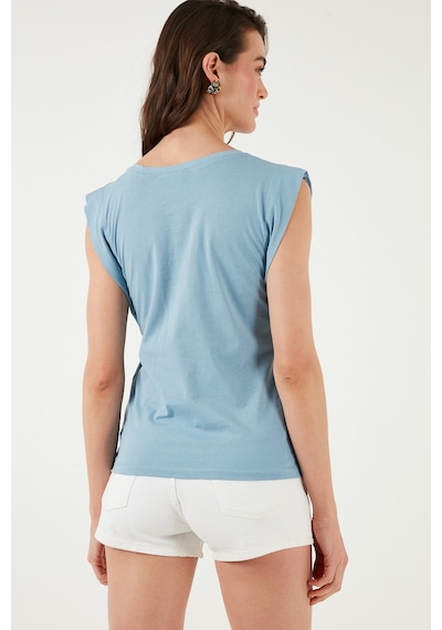 Lela Pamuklu Bisiklet Yaka Kolsuz Bayan T Shirt 5864019 Bebe Mavi