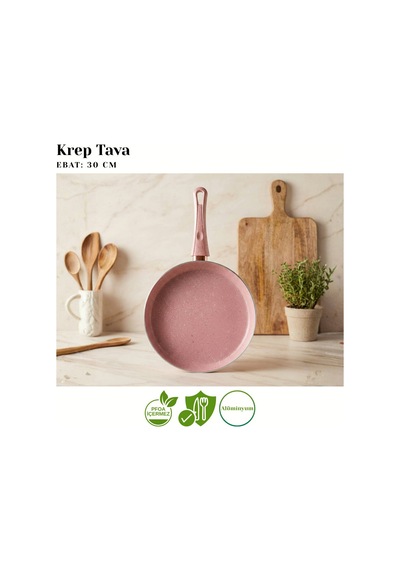 30 Cm Granit Krep Tavası - Pembe Pembe
