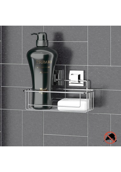 Tenotel Easyfıx Yapışkanlı Tek Katlı Banyo Rafı Krom Ef254