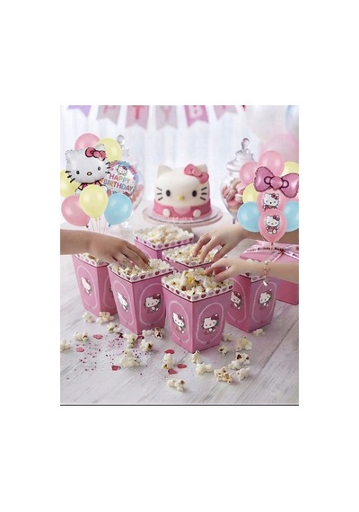 Hello Kitty Konseptli Pembe Baskılı Patlamış Mısır Kutusu 8 Adet - Doğum Günü Ve Parti Malzemeleri