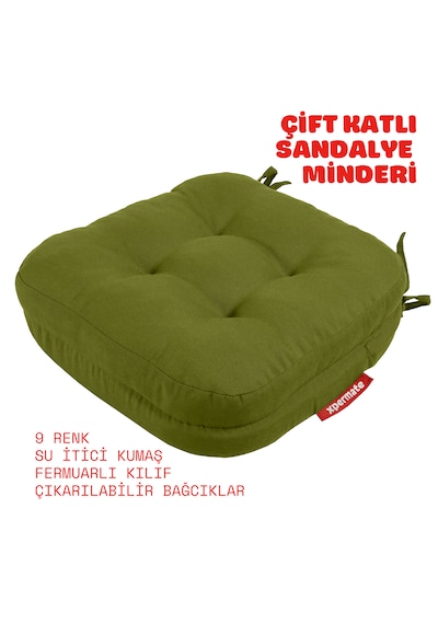 Xpermate Çift Kat Sandalye Minderi 42x42x8 Yeşil