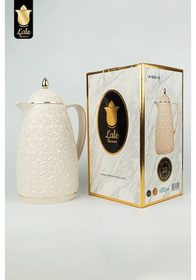 Lale Thermos Cam Hazneli Termos 9034 0.6 Lt Kahve & Çay 12 Saat Sıcak / 24 Saat Soğuk Yerli Üretim Suger Krem