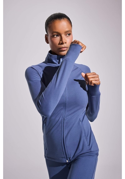 Defacto Defactofit Fitted Vücuda Oturan Ultra Soft Dik Yaka Çift Cepli Parmak Detaylı Fermuarlı Spor Hırka B3985ax25auın231 Indigo