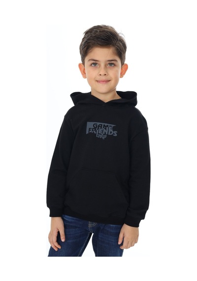 Toontoy Kids Toontoy Erkek Çocuk Relax Fit Kapüşonlu Cepli Düşük Omuz Baskılı Sweatshirt - 2 İplik Siyah Toontoy Kids Toontoy Erkek Çocuk Relax Fit Kapüşonlu Cepli Düşük Omuz Baskılı Sweatshirt - 2 İplik Siyah