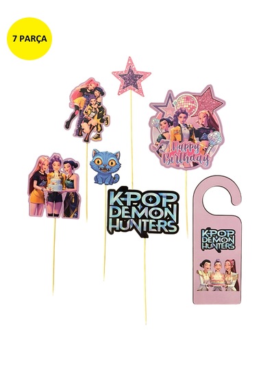 Schulzz Party K-pop Demon Hunters Temalı Mega Set Pasta Süsü 7 Parça +3
