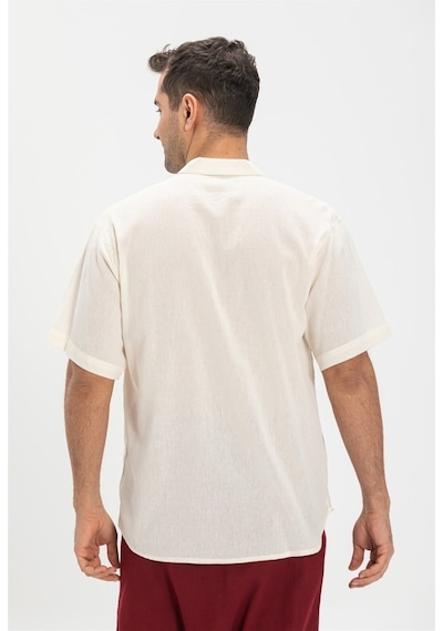 Kısa Kol Şile Bezi Hakim Yaka Erkek Tshirt Krem 3002