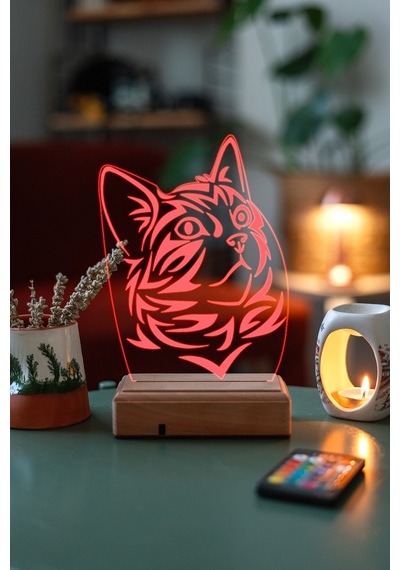 Özel Tasarım Sevimli Kedi 3D Led Lamba