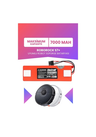 Roborock S7+ Uyumlu Batarya Maksimum Kapasite 7000mah Pil Robot Süpürge Bataryası