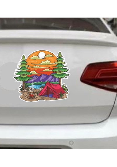 Kamp, Off Road, 4x4, Doğa, Manzara, Adventure Sticker, Araba Karavan Pickup Arazi Suv 02180 50x46 Cm